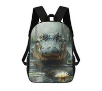 sinyumoney Sac À Dos 4Filles Alligator in Swamp with Lily Pad Sac À Dos Scolaire Garçon Imprimé En 3D, Sac À Dos Décontracté Et Léger Pour Collégiens 17inch