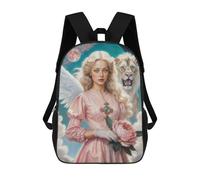 sinyumoney Sac À Dos 4Filles Archangel Ariel with Lion And Peony Sac À Dos Scolaire Garçon Imprimé En 3D, Sac À Dos Décontracté Et Léger Pour Collégiens 17inch