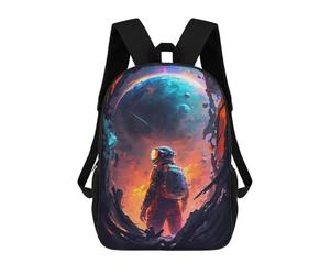 sinyumoney Sac À Dos 4Filles Astronaut Gazing at Planets -1 Sac À Dos Scolaire Garçon Imprimé En 3D, Sac À Dos Décontracté Et Léger Pour Collégiens 17inch