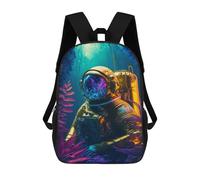 sinyumoney Sac À Dos 4Filles Astronaut in An Underwater Forest Sac À Dos Scolaire Garçon Imprimé En 3D, Sac À Dos Décontracté Et Léger Pour Collégiens 17inch