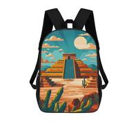 sinyumoney Sac À Dos 4Filles Aztec Pyramid Illustration Teotihuacan Sac À Dos Scolaire Garçon Imprimé En 3D, Sac À Dos Décontracté Et Léger Pour Collégiens 17inch