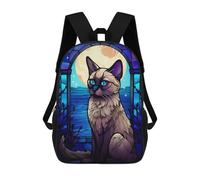 sinyumoney Sac À Dos 4Filles Balinese Cat Abstract Stai Sac À Dos Scolaire Garçon Imprimé En 3D, Sac À Dos Décontracté Et Léger Pour Collégiens 17inch