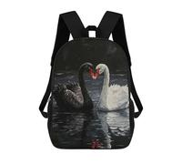 sinyumoney Sac À Dos 4Filles Black And White Swans Painting Sac À Dos Scolaire Garçon Imprimé En 3D, Sac À Dos Décontracté Et Léger Pour Collégiens 17inch