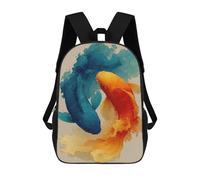 sinyumoney Sac À Dos 4Filles Blue And Orange Koi Fish Illustration Sac À Dos Scolaire Garçon Imprimé En 3D, Sac À Dos Décontracté Et Léger Pour Collégiens 17inch