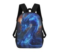 sinyumoney Sac À Dos 4Filles Blue Dragon Flame Sac À Dos Scolaire Garçon Imprimé En 3D, Sac À Dos Décontracté Et Léger Pour Collégiens 17inch