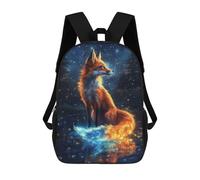 sinyumoney Sac À Dos 4Filles Blue Neon Fox And The Moon Sac À Dos Scolaire Garçon Imprimé En 3D, Sac À Dos Décontracté Et Léger Pour Collégiens 17inch