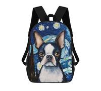 sinyumoney Sac À Dos 4Filles Boston Terrier Night Sac À Dos Scolaire Garçon Imprimé En 3D, Sac À Dos Décontracté Et Léger Pour Collégiens 17inch