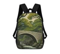 sinyumoney Sac À Dos 4Filles Bridge Japanese Painting Sac À Dos Scolaire Garçon Imprimé En 3D, Sac À Dos Décontracté Et Léger Pour Collégiens 17inch