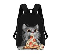 sinyumoney Sac À Dos 4Filles Cat Eating Pizza Slice Illustration Sac À Dos Scolaire Garçon Imprimé En 3D, Sac À Dos Décontracté Et Léger Pour Collégiens 17inch