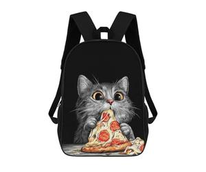 sinyumoney Sac À Dos 4Filles Cat Eating Pizza Slice Illustration Sac À Dos Scolaire Garçon Imprimé En 3D, Sac À Dos Décontracté Et Léger Pour Collégiens 17inch