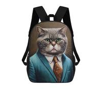 sinyumoney Sac À Dos 4Filles Cat in A Suit Sac À Dos Scolaire Garçon Imprimé En 3D, Sac À Dos Décontracté Et Léger Pour Collégiens 17inch