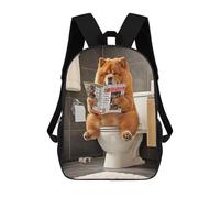 sinyumoney Sac À Dos 4Filles Chow Chow on The Toilet Sac À Dos Scolaire Garçon Imprimé En 3D, Sac À Dos Décontracté Et Léger Pour Collégiens 17inch