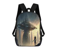sinyumoney Sac À Dos 4Filles City of The Future A Sci-Fi Vision Sac À Dos Scolaire Garçon Imprimé En 3D, Sac À Dos Décontracté Et Léger Pour Collégiens 17inch