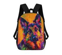 sinyumoney Sac À Dos 4Filles Colorful German Shepherd Portrait Sac À Dos Scolaire Garçon Imprimé En 3D, Sac À Dos Décontracté Et Léger Pour Collégiens 17inch
