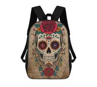 sinyumoney Sac À Dos 4Filles Colorful Sugar Skull with Floral Accents Sac À Dos Scolaire Garçon Imprimé En 3D, Sac À Dos Décontracté Et Léger Pour Collégiens 17inch
