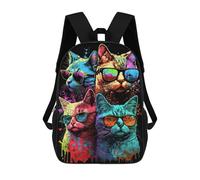 sinyumoney Sac À Dos 4Filles Cool Cats Sac À Dos Scolaire Garçon Imprimé En 3D, Sac À Dos Décontracté Et Léger Pour Collégiens 17inch
