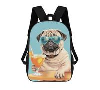 sinyumoney Sac À Dos 4Filles Cool Pug Summer Chill Sac À Dos Scolaire Garçon Imprimé En 3D, Sac À Dos Décontracté Et Léger Pour Collégiens 17inch