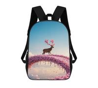sinyumoney Sac À Dos 4Filles Deer with Cherry Blossom Antlers Sac À Dos Scolaire Garçon Imprimé En 3D, Sac À Dos Décontracté Et Léger Pour Collégiens 17inch