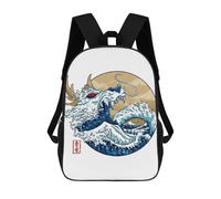 sinyumoney Sac À Dos 4Filles Dragon Wave Off Kanagawa Sac À Dos Scolaire Garçon Imprimé En 3D, Sac À Dos Décontracté Et Léger Pour Collégiens 17inch