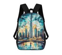 sinyumoney Sac À Dos 4Filles Dubai Skyline Art Sac À Dos Scolaire Garçon Imprimé En 3D, Sac À Dos Décontracté Et Léger Pour Collégiens 17inch