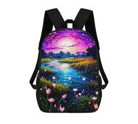 sinyumoney Sac À Dos 4Filles Enchanted River Under Starry Sky Sac À Dos Scolaire Garçon Imprimé En 3D, Sac À Dos Décontracté Et Léger Pour Collégiens 17inch
