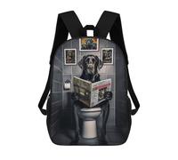 sinyumoney Sac À Dos 4Filles Funny Labrador on Toilet Sac À Dos Scolaire Garçon Imprimé En 3D, Sac À Dos Décontracté Et Léger Pour Collégiens 17inch