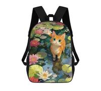 sinyumoney Sac À Dos 4Filles Ginger Cat in Lily Pond Sac À Dos Scolaire Garçon Imprimé En 3D, Sac À Dos Décontracté Et Léger Pour Collégiens 17inch