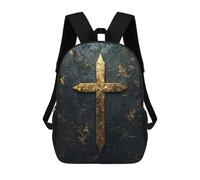 sinyumoney Sac À Dos 4Filles Golden Cross on Black Marble Sac À Dos Scolaire Garçon Imprimé En 3D, Sac À Dos Décontracté Et Léger Pour Collégiens 17inch