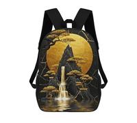 sinyumoney Sac À Dos 4Filles Golden Waterfall And Bonsai Trees Sac À Dos Scolaire Garçon Imprimé En 3D, Sac À Dos Décontracté Et Léger Pour Collégiens 17inch