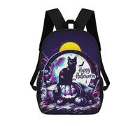 sinyumoney Sac À Dos 4Filles Halloween Cat & Pumpkin Sac À Dos Scolaire Garçon Imprimé En 3D, Sac À Dos Décontracté Et Léger Pour Collégiens 17inch