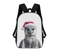 sinyumoney Sac À Dos 4Filles Harpy Eagle with Santa Hat Sac À Dos Scolaire Garçon Imprimé En 3D, Sac À Dos Décontracté Et Léger Pour Collégiens 17inch
