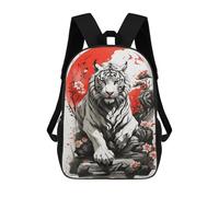 sinyumoney Sac À Dos 4Filles Japan Ink White Tiger Sac À Dos Scolaire Garçon Imprimé En 3D, Sac À Dos Décontracté Et Léger Pour Collégiens 17inch