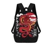 sinyumoney Sac À Dos 4Filles Japanese Red Dragon Sac À Dos Scolaire Garçon Imprimé En 3D, Sac À Dos Décontracté Et Léger Pour Collégiens 17inch