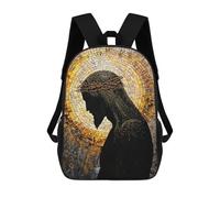 sinyumoney Sac À Dos 4Filles Jesus Christ Mosaic Art Sac À Dos Scolaire Garçon Imprimé En 3D, Sac À Dos Décontracté Et Léger Pour Collégiens 17inch