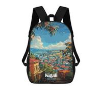 sinyumoney Sac À Dos 4Filles Kigali, Rwanda Cityscape Illustration Sac À Dos Scolaire Garçon Imprimé En 3D, Sac À Dos Décontracté Et Léger Pour Collégiens 17inch