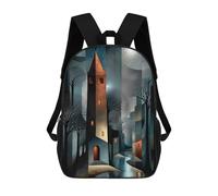 sinyumoney Sac À Dos 4Filles Luminous Tower in The Silent Night Sac À Dos Scolaire Garçon Imprimé En 3D, Sac À Dos Décontracté Et Léger Pour Collégiens 17inch