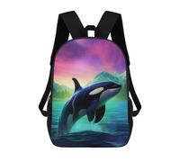 sinyumoney Sac À Dos 4Filles Orca Whale Killer Northern Sac À Dos Scolaire Garçon Imprimé En 3D, Sac À Dos Décontracté Et Léger Pour Collégiens 17inch