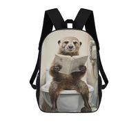 sinyumoney Sac À Dos 4Filles Otter on Toilet Sac À Dos Scolaire Garçon Imprimé En 3D, Sac À Dos Décontracté Et Léger Pour Collégiens 17inch
