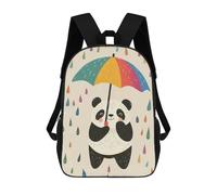 sinyumoney Sac À Dos 4Filles Panda with Umbrella in Rain Sac À Dos Scolaire Garçon Imprimé En 3D, Sac À Dos Décontracté Et Léger Pour Collégiens 17inch