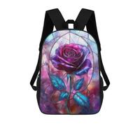 sinyumoney Sac À Dos 4Filles Purple Stained Glass Rose Sac À Dos Scolaire Garçon Imprimé En 3D, Sac À Dos Décontracté Et Léger Pour Collégiens 17inch