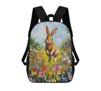 sinyumoney Sac À Dos 4Filles Rabbit in A Field of Flowers Sac À Dos Scolaire Garçon Imprimé En 3D, Sac À Dos Décontracté Et Léger Pour Collégiens 17inch