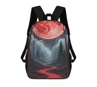 sinyumoney Sac À Dos 4Filles Red Moonlit Forest Path Sac À Dos Scolaire Garçon Imprimé En 3D, Sac À Dos Décontracté Et Léger Pour Collégiens 17inch