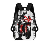 sinyumoney Sac À Dos 4Filles Red Motorcycle Rider in Cityscape Sac À Dos Scolaire Garçon Imprimé En 3D, Sac À Dos Décontracté Et Léger Pour Collégiens 17inch