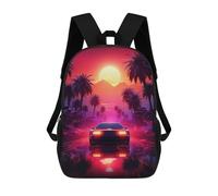 sinyumoney Sac À Dos 4Filles Retro Car Art Sac À Dos Scolaire Garçon Imprimé En 3D, Sac À Dos Décontracté Et Léger Pour Collégiens 17inch