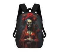 sinyumoney Sac À Dos 4Filles Santa Muerte with Red Roses Sac À Dos Scolaire Garçon Imprimé En 3D, Sac À Dos Décontracté Et Léger Pour Collégiens 17inch