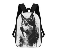 sinyumoney Sac À Dos 4Filles Siberian Husky Black Ink Sac À Dos Scolaire Garçon Imprimé En 3D, Sac À Dos Décontracté Et Léger Pour Collégiens 17inch