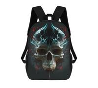 sinyumoney Sac À Dos 4Filles Skull with Blue And Red Flames Sac À Dos Scolaire Garçon Imprimé En 3D, Sac À Dos Décontracté Et Léger Pour Collégiens 17inch