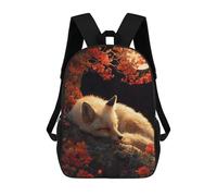 sinyumoney Sac À Dos 4Filles Sleeping Fox Under Autumn Moon Sac À Dos Scolaire Garçon Imprimé En 3D, Sac À Dos Décontracté Et Léger Pour Collégiens 17inch