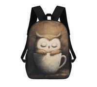 sinyumoney Sac À Dos 4Filles Sleeping Owl in Coffee Cup Sac À Dos Scolaire Garçon Imprimé En 3D, Sac À Dos Décontracté Et Léger Pour Collégiens 17inch