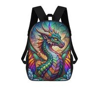 sinyumoney Sac À Dos 4Filles Stained Glass Dragon Neon Sac À Dos Scolaire Garçon Imprimé En 3D, Sac À Dos Décontracté Et Léger Pour Collégiens 17inch